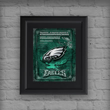 Philadelphia Eagles Football Poster, Philadelphia Eagles Artwork, Philadelphia EAGLES Man Cave Football Print in front of Philly Map