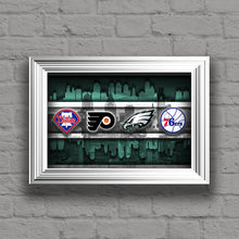 Philadelphia Sports Teams Poster, Philadelphia Eagles, Flyers, 76ers, Phillies, gift