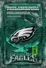 Philadelphia Eagles Football Poster, Philadelphia Eagles Artwork, Philadelphia EAGLES Man Cave Football Print in front of Philly Map