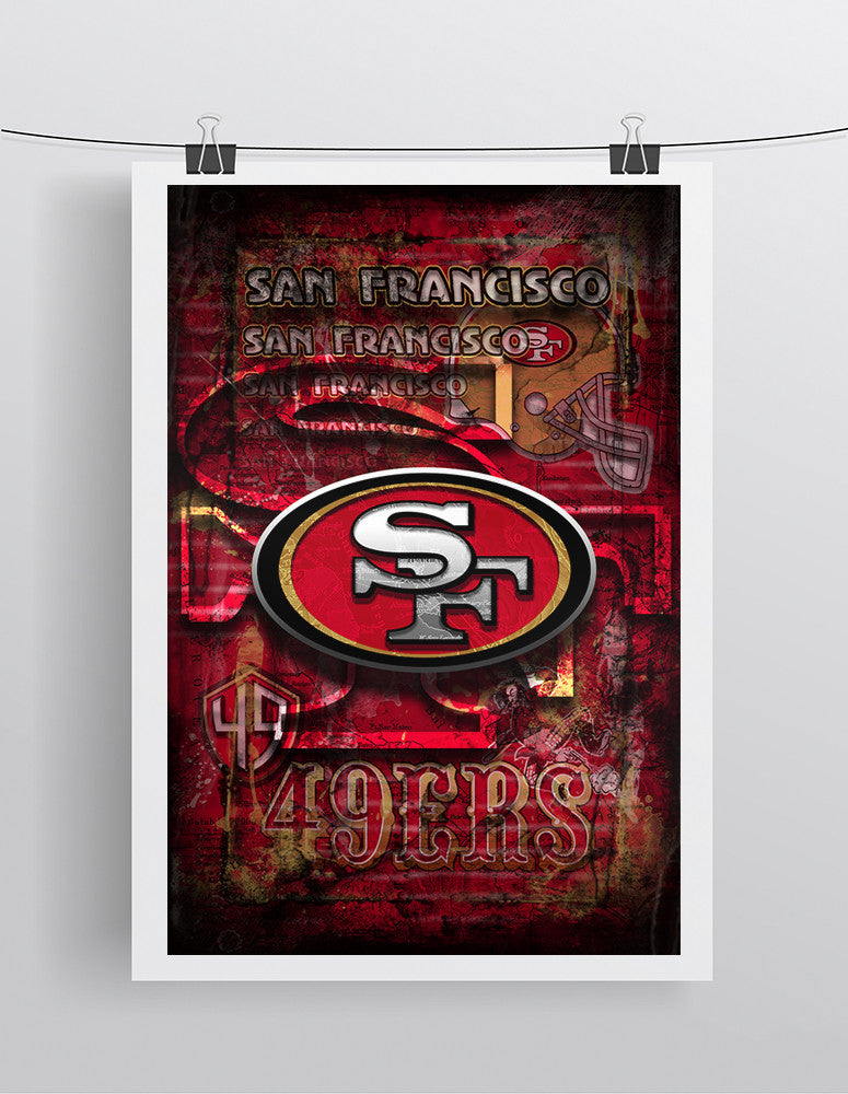 San Fransisco 49ers Football Poster, San Francisco Forty-Niners Gift, 49ers Man Cave Art