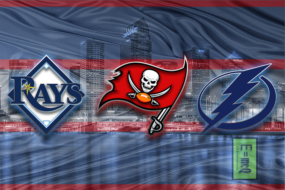 Tampa Bay Sports Teams Poster, Tampa Bay Buccaneers, Tampa Bay Lightning, Tampa Bay Rays Gift