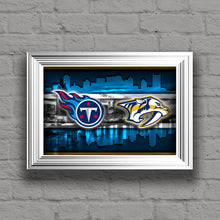 Nashville Sports Teams Poster, Nashville Sports Team Art, Nashville Predators, Tennessee Titans