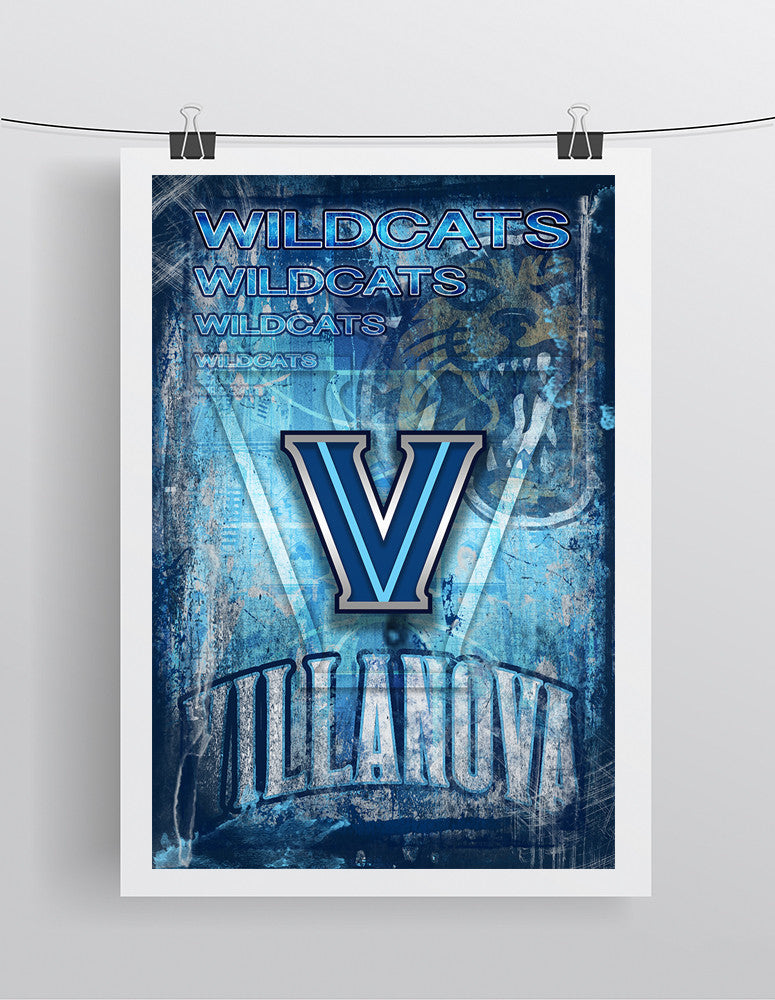 Villanova Wildcats Poster, Villanova Wildcats Gift, University of Villanova Man Cave, Wildcats Sports Print