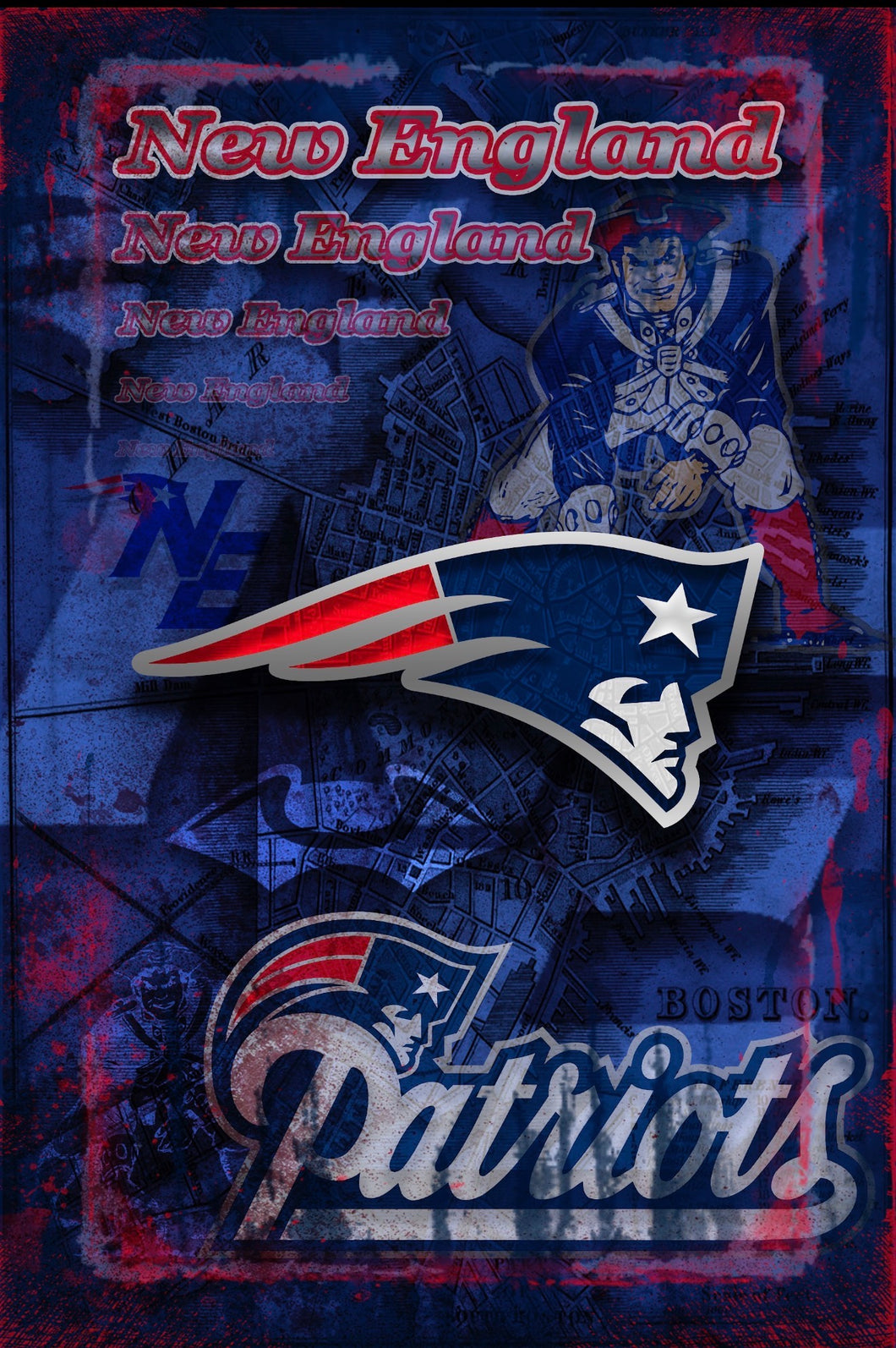 New England Patriots Football Poster,New England Patriots Gift, New England Patriots, Patriots Man Cave