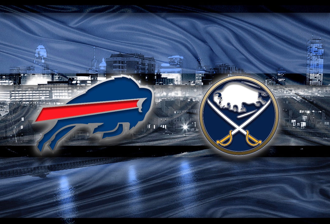Buffalo Sports Teams Skyline Poster, Buffalo Bills, Buffalo Sabres, Buffalo Man Cave Print