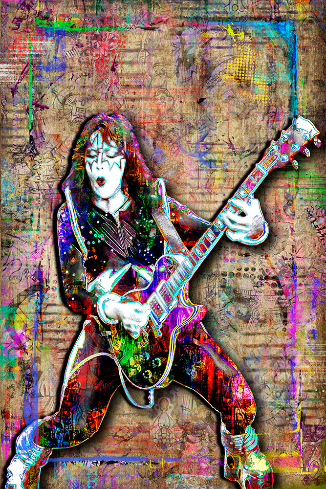 Ace Frehley KISS Poster, KISS Colorful Pop Art Tribute Fine Art