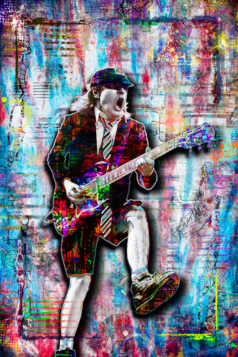 Angus Young Poster, AC/DC Pop Art Tribute Fine Art