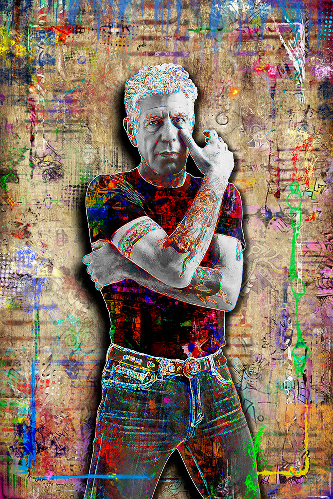 アート・デザイン・音楽 INVITATIONS BOUDENS Paul Boudens Anthony Bourdain Poster ,Anthony Bourdain Pop Art Tribute Fine Art