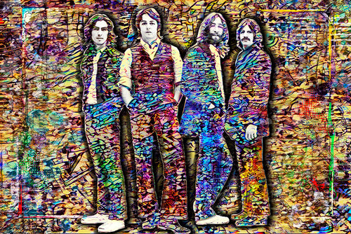 Beatles Poster, George, Paul, John, Ringo The Beatles Klimt Beatles Tribute Fine Art