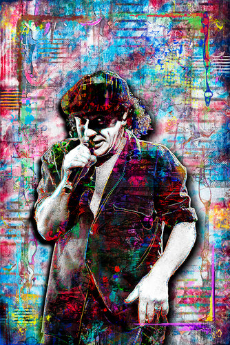 Brian Johnson Poster, AC/DC Pop Art Tribute Fine Art