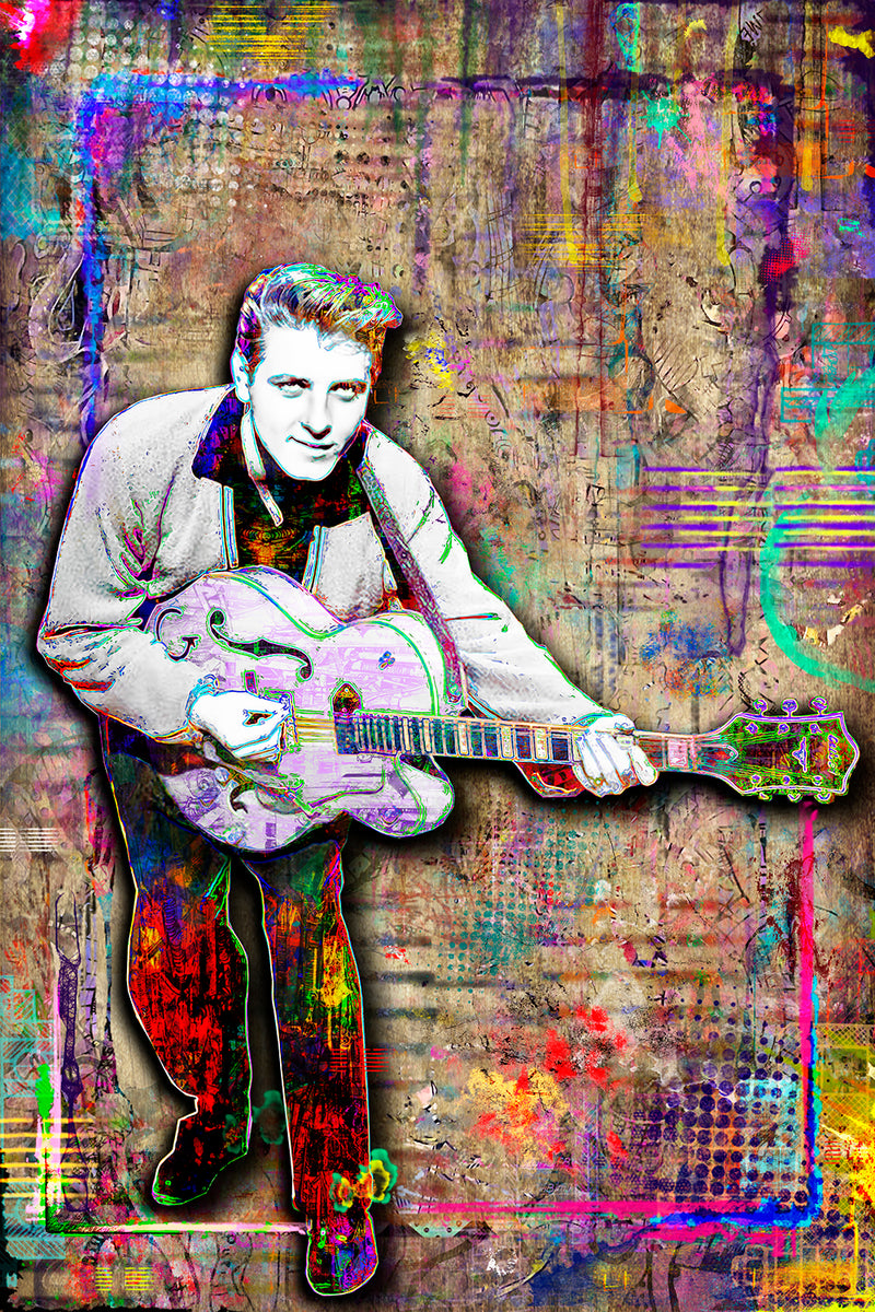 Eddie Cochran Pop Art Poster, Eddie Cochran Guitar Legend Fine Art