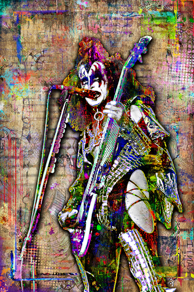 Gene Simmons KISS Poster, KISS Colorful Pop Art Tribute Fine Art