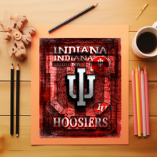 Indiana University Hoosiers Poster, IU Hoosiers Print, Hoosiers Red Print