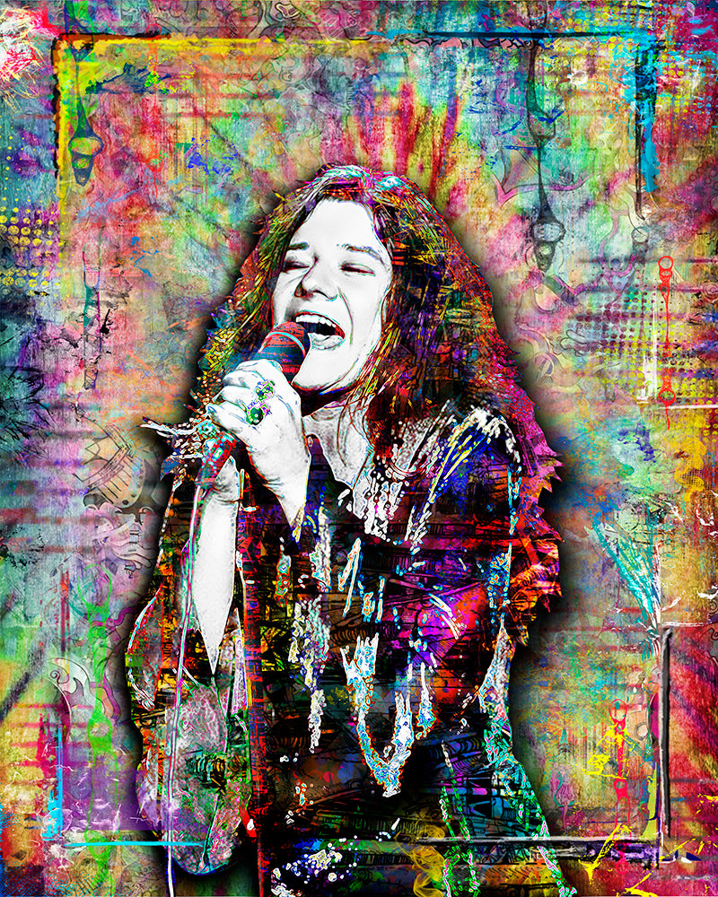 Janis Joplin Pop Art Poster, Janis Joplin Hippie Fine Art