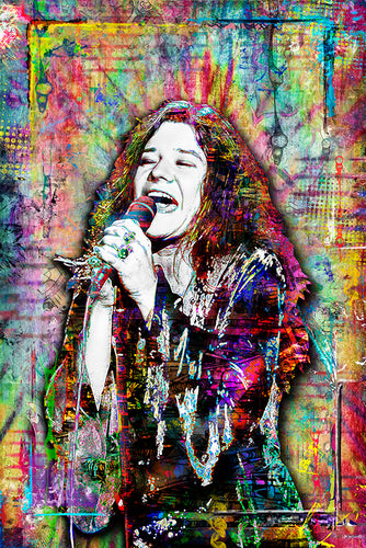 Janis Joplin Pop Art Poster, Janis Joplin Hippie Fine Art