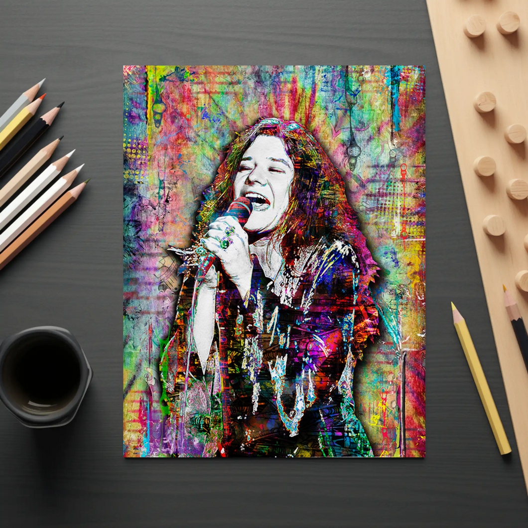 Janis Joplin Pop Art Poster, Janis Joplin Hippie Fine Art