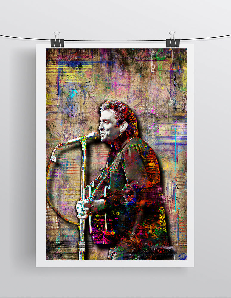 Johnny Cash Poster, Johnny Cash Gift, Johnny Cash Tribute Fine Art