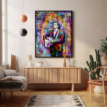 Johnny Cash Pop Art Poster, Johnny Cash Colorful Tribute Fine Art
