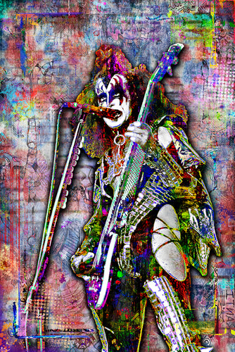 KISS Gene Simmons Poster, KISS Colorful 1970's Tribute Fine Art