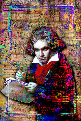 Ludwig Van Beethoven Pop Art Poster,  Beethoven Tribute Fine Art
