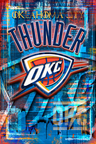 Oklahoma City Thunder Poster, OKC Thunder Pop Art Print