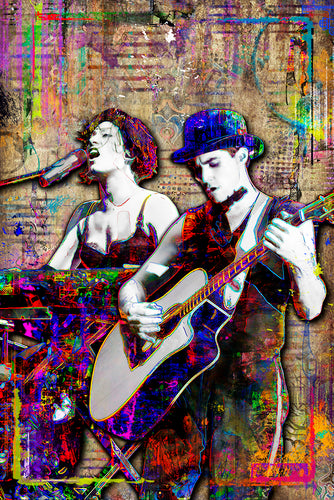 The Dresden Dolls Pop Art Poster, Brian and Amanda Tribute Fine Art