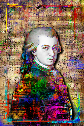 Wolfgang Amadeus Mozart Pop Art Poster, Mozart Tribute Fine Art