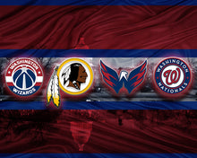 Washington Sports Teams Poster, Washington Nationals, Washington Capitals, Washington Redskins, Washington Wizards