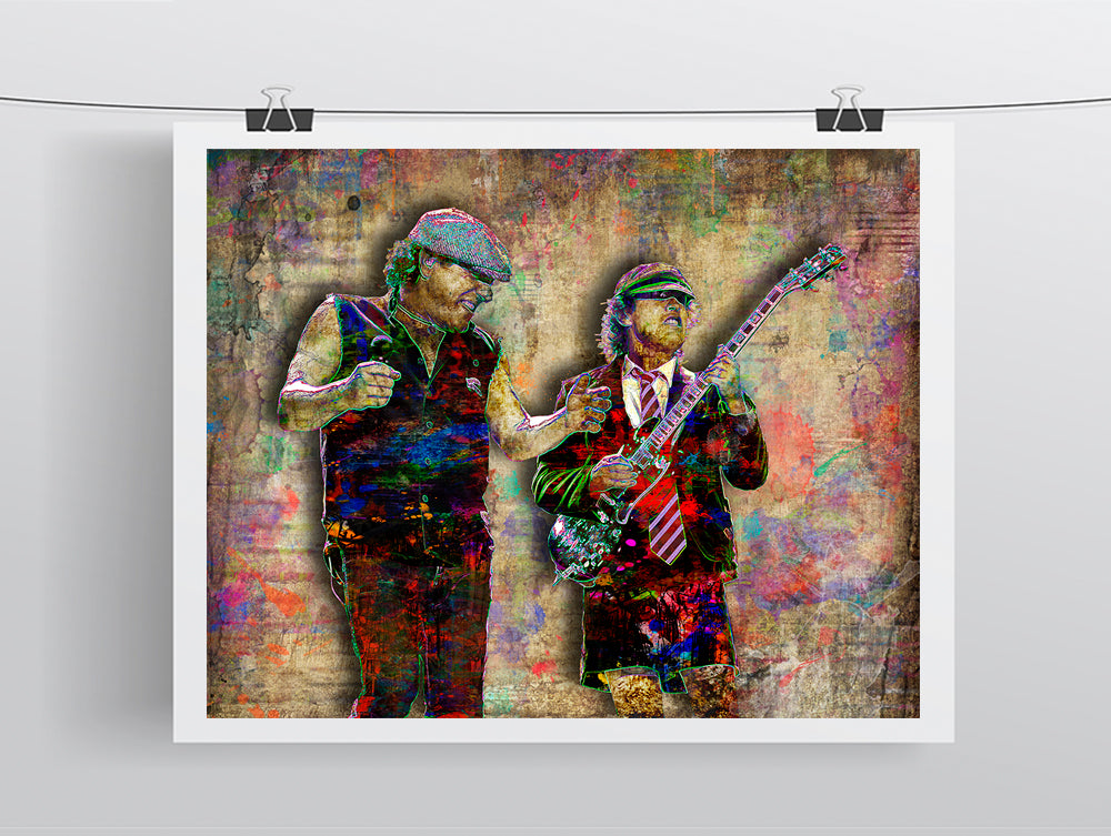 AC/DC Poster, AC/DC Angus and Brian Johnson Gift, AC/DC Tribute Fine A ...