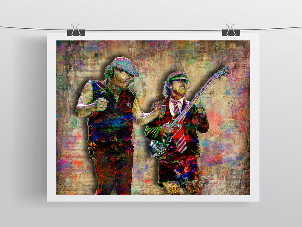 AC/DC Poster, AC/DC Angus and Brian Johnson Gift, AC/DC Tribute Fine Art