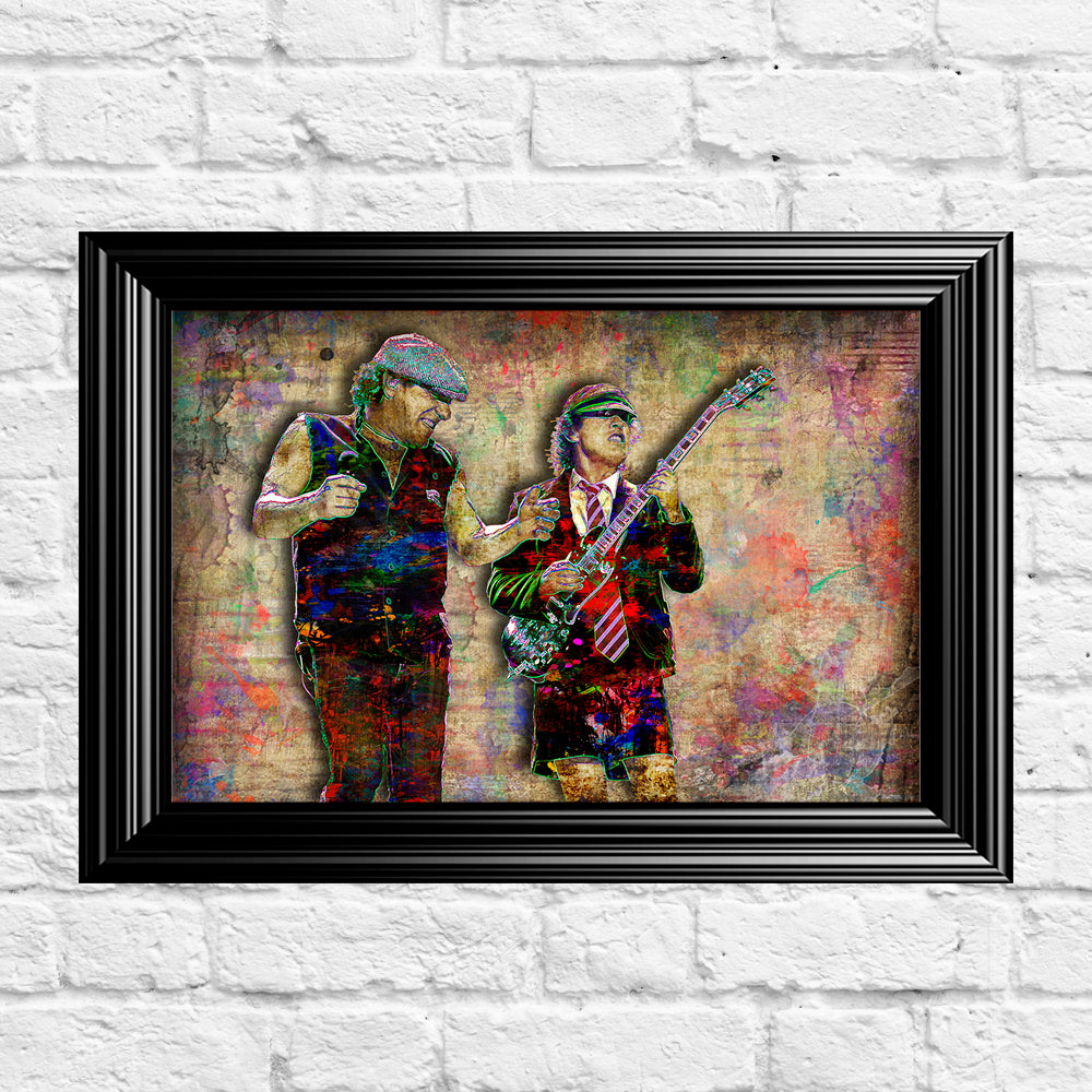 AC/DC Rock Band Poster – Classic Guitar Wall Art – Vintage Rock Music ...