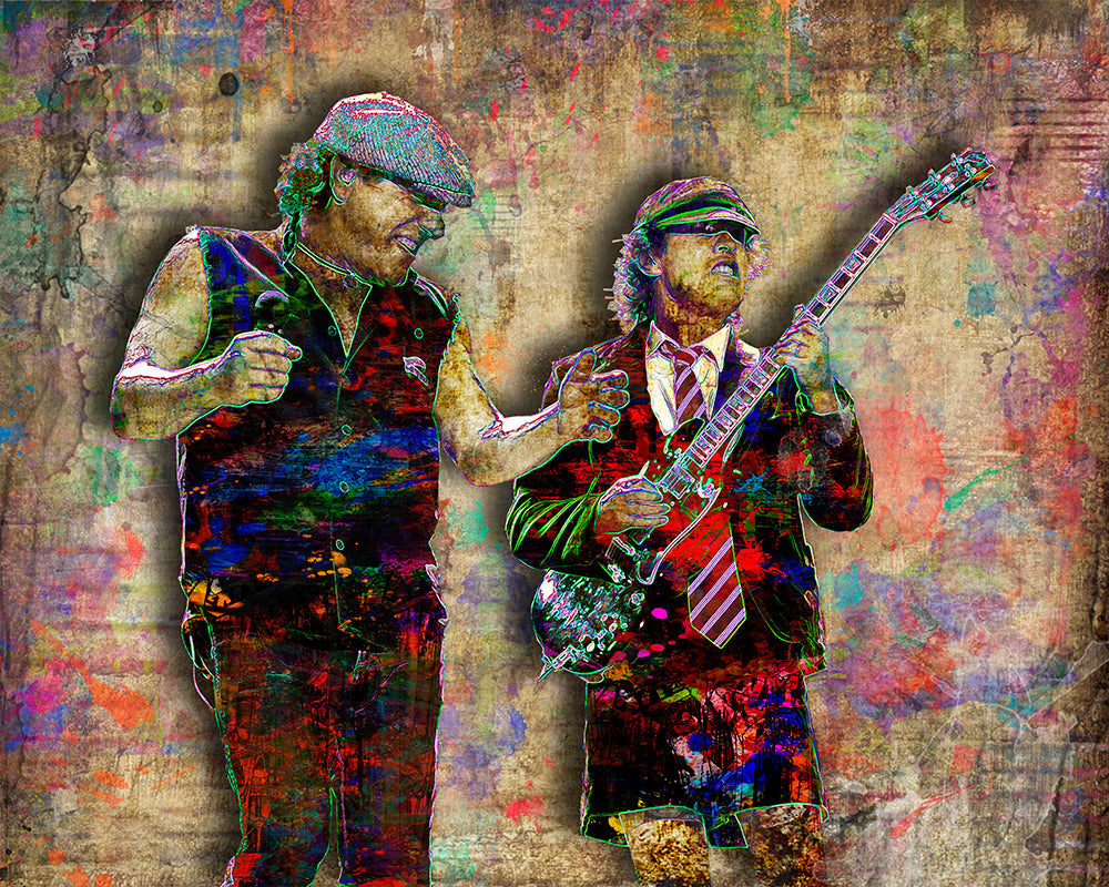 AC/DC Poster, AC/DC Angus and Brian Johnson Gift, AC/DC Tribute Fine A ...