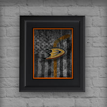 Anaheim Ducks Hockey Poster, Anaheim Ducks in front of skyline, Ducks Man Cave Print