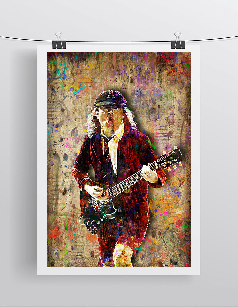 Angus Young Poster, Angus Young AC/DC Tribute Fine Art