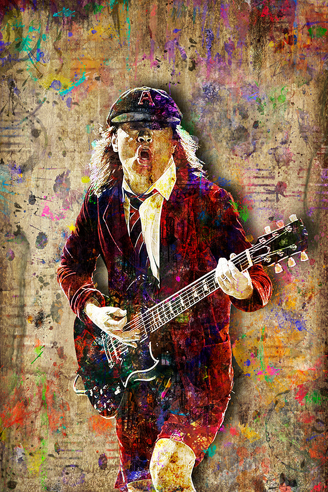 Angus Young Poster, Angus Young AC/DC Tribute Fine Art – McQDesign
