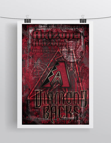 Arizona Diamondbacks Poster, Arizona D-Backs Artwork Gift, Diamondbacks Layered Man Cave Art