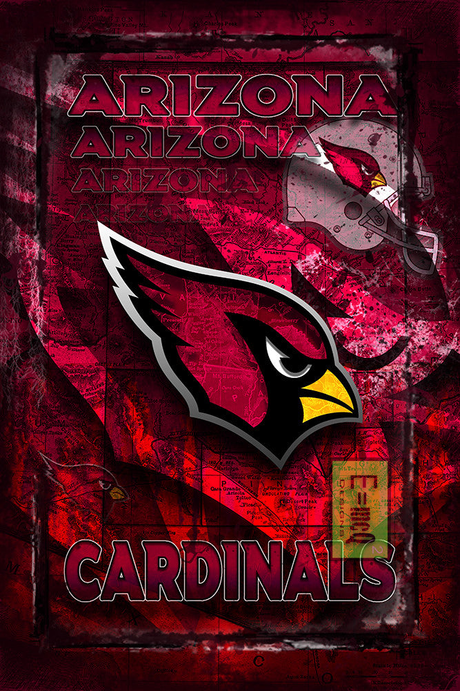 Arizona Cardinals Football Poster, Arizona Cardinals Gift, Arizona  Cardinals Map Art