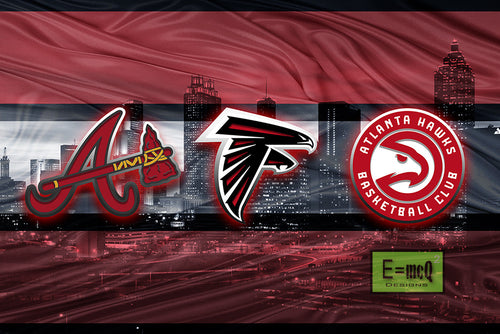 Atlanta Sports Teams Poster, Atlanta Sports Print, Atlanta Falcons, Atlanta Hawks, Atlanta Braves
