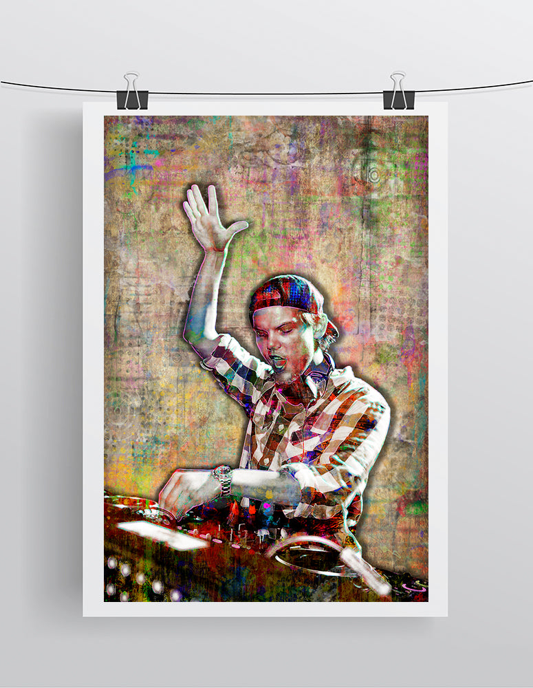 Avicii Memorial Poster, Avicii Gift, DJ Avicii Tribute Fine Art