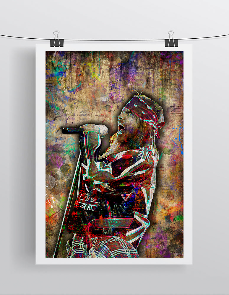 Axl Rose Poster, Guns N Roses Portrait Gift, Axl Rose Colorful Layered Tribute Fine Art