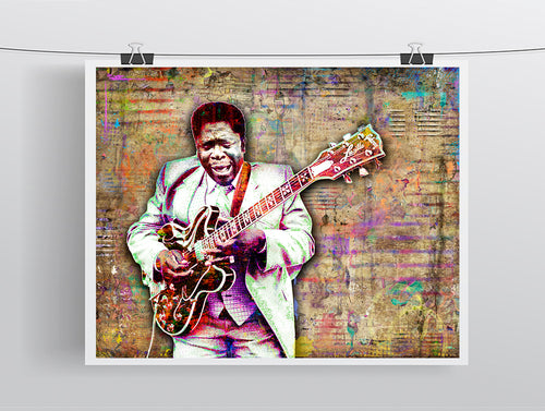 B.B. King Poster, B.B. King Blues Tribute Gift, Fine Art