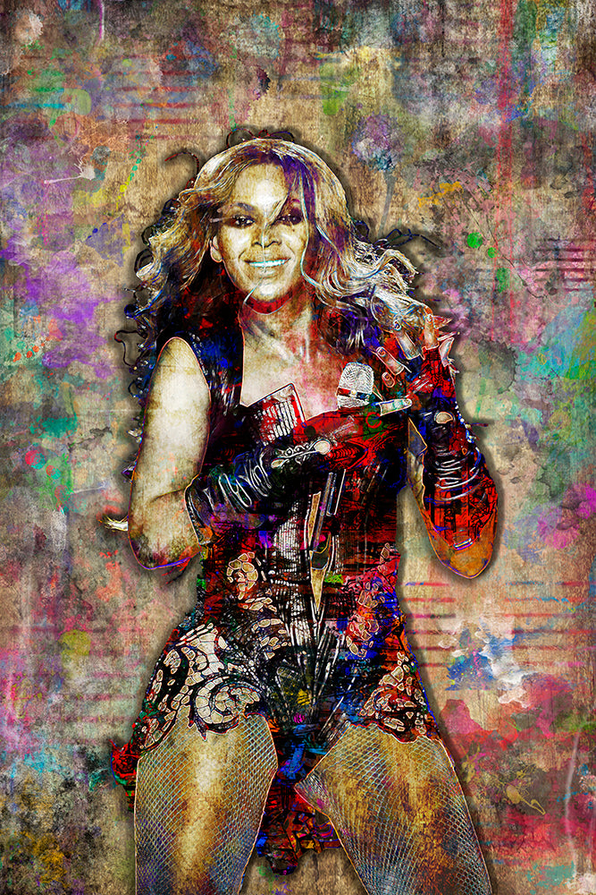 Beyonce Poster, Beyonce Pop Layered – Colorful Tribute Beyonce Art, McQDesign Fine