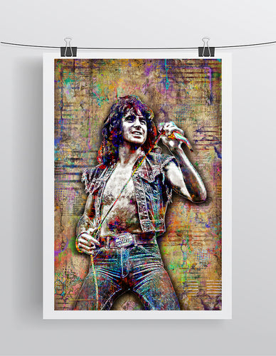 Bon Scott AC/DC Poster, AC/DC Gift, AC/DC Tribute Fine Art