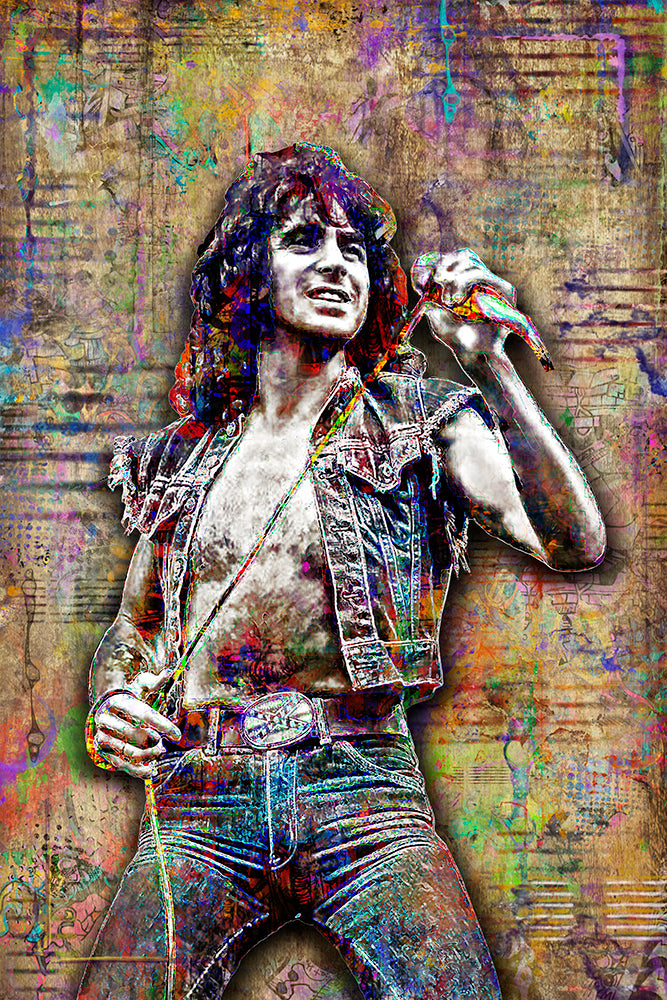 Bon Scott AC/DC Poster, AC/DC Gift, AC/DC Tribute Fine Art – McQDesign