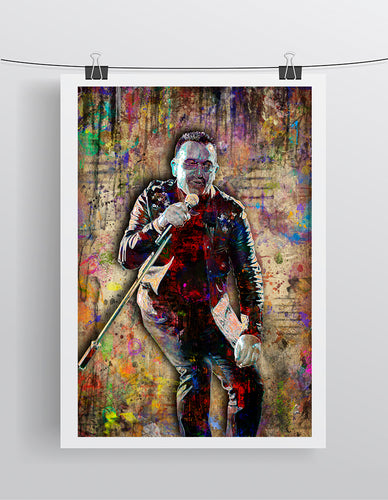 Bono Poster, U2 Portrait Gift, Bono of U2 Colorful Layered Tribute Fine Art