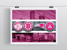 Boston Sports Teams Print, Pink Boston Sports Art, Boston Pink Sports Teams Poster