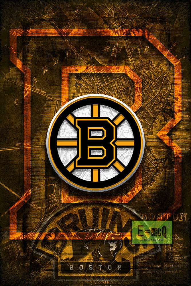 Boston Bruins Hockey Poster Bruins Man Cave Poster Bruins Gift Bost