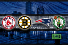 Boston Blue Sports Poster, New England Patriots, Boston Celtics, Bruins, Red Sox