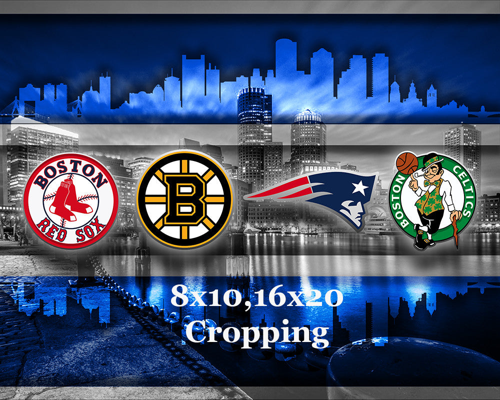 Boston Sports Teams In Front 2 Of Skyline Poster, New England