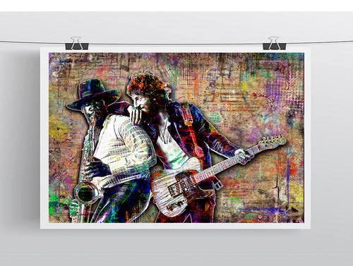 Bruce Springsteen & Clarence Clemons Poster, E Street Band Tribute Fine Art Poster